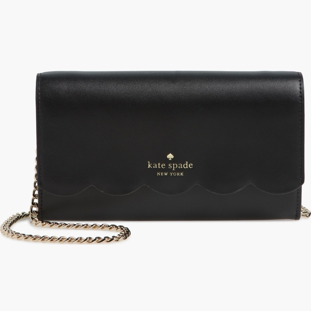 Kate Spade Gemma black smooth leather
crossbody wallet